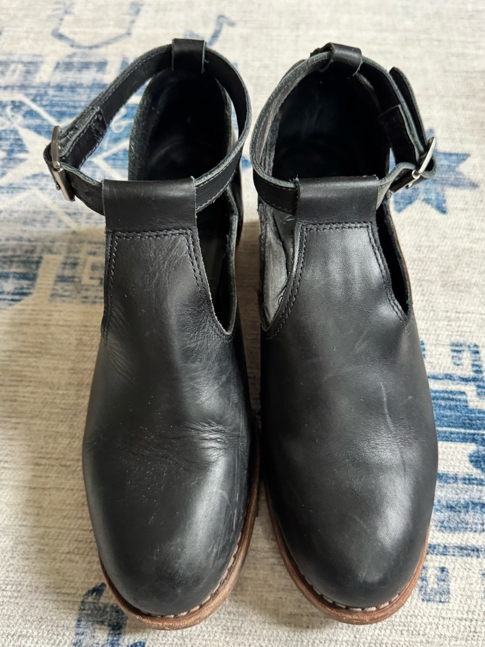 Red Wing Black Leather Ankle Boots with Buckle Strap, Women’s 9-9.5 B
